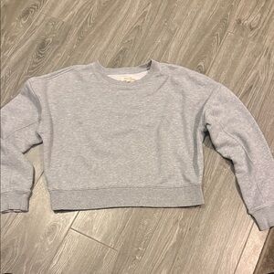 Madewell Gray Cropped Crewneck Sweatshirt small